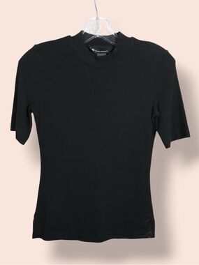 Club Monaco Black Fitted Top XS Minimalist Short Sleeve Stretch Basic